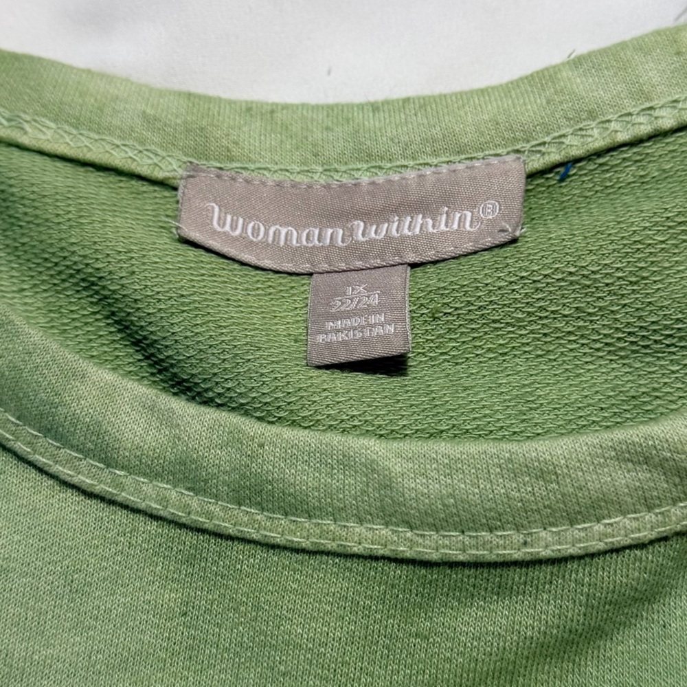 Woman Within Green Ombre Crewneck Sweatshirt - Picture 3 of 10